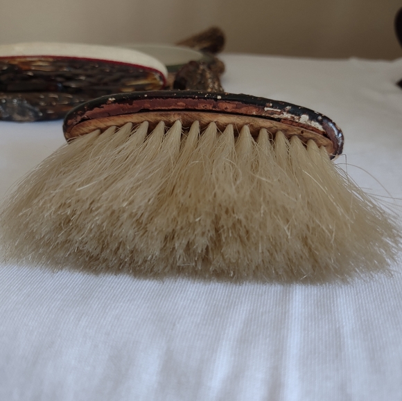 Antique Faux Antler Vanity Set with Sterling Cartouches - Picture 8 of 16